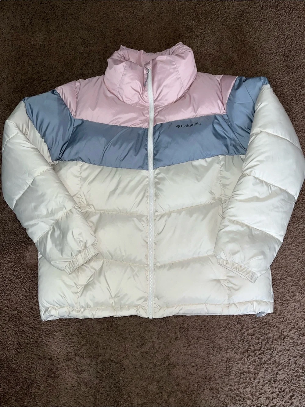 Columbia Women’s Pink, Gray & Cream Colorblock Puffer Jacket